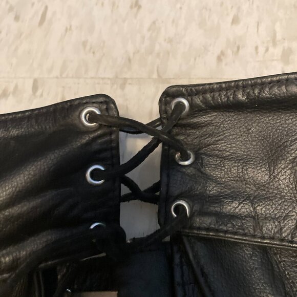 Ladies Harley Davidson Motorcycle Chaps w/ Heavy Elastic Thigh Insets - Picture 3 of 9